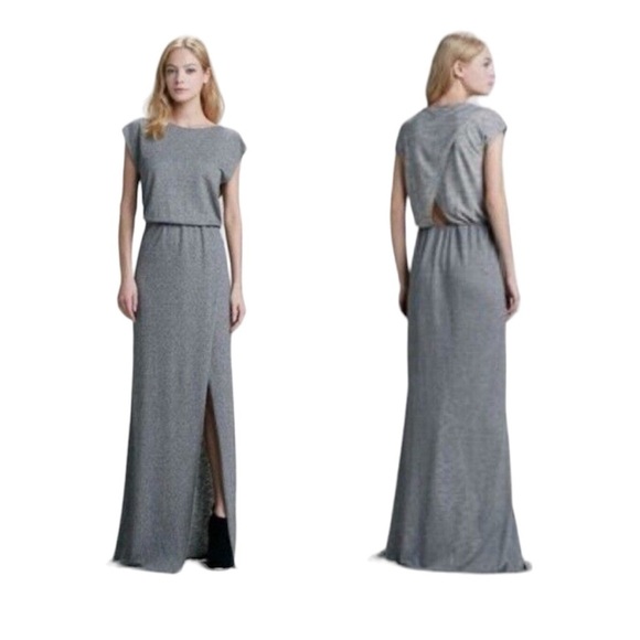 Anthropologie Dresses & Skirts - Anthropologie Sachin + Babi Blouson Antonia Gray Maxi Dress Surplice Back Size 4